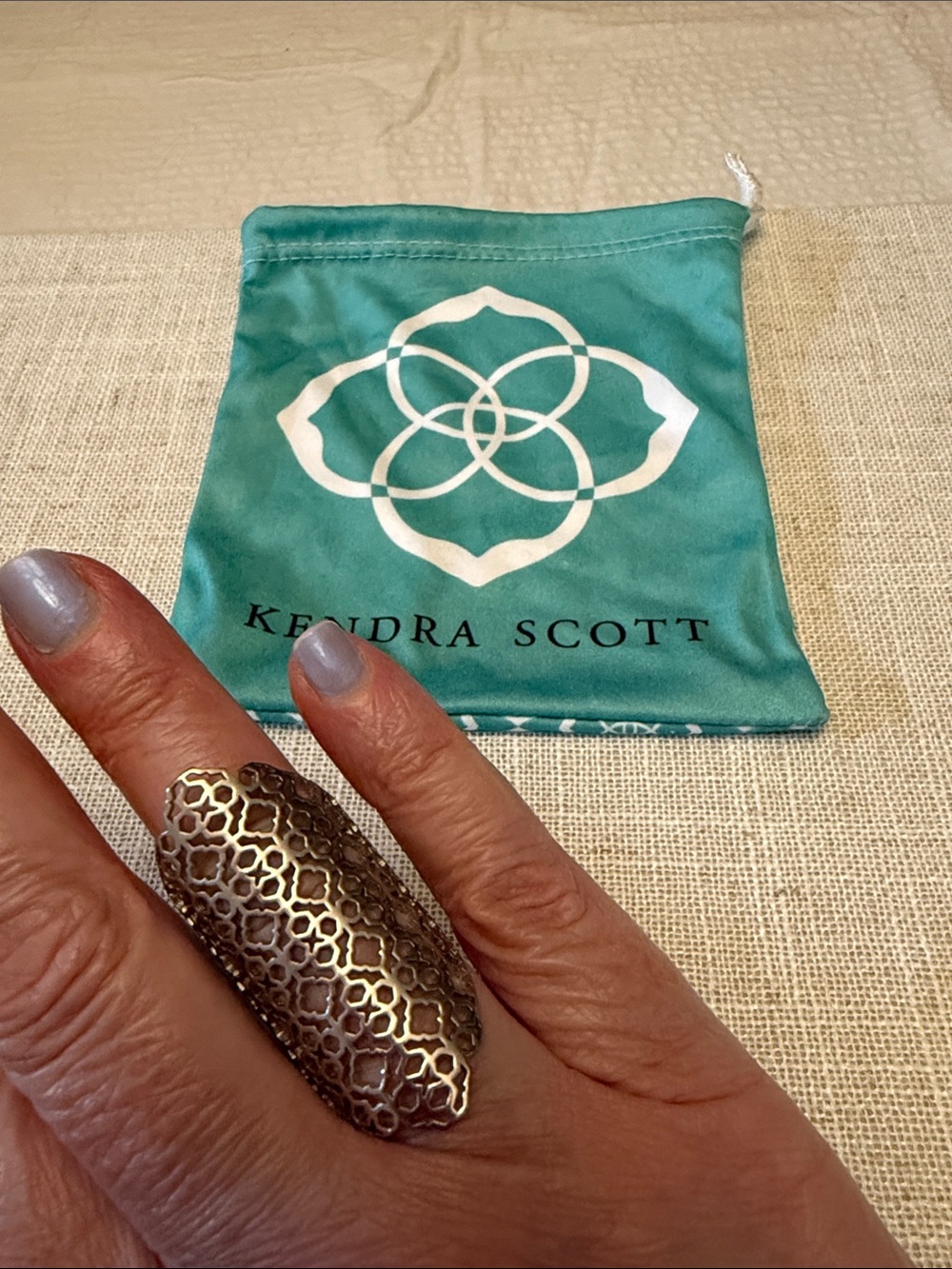 Kendra Scott Metal Long Filigree Ring - adjustable to Size 8